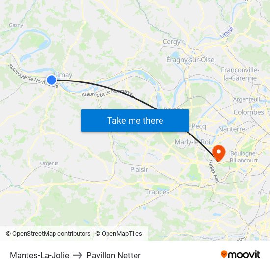 Mantes-La-Jolie to Pavillon Netter map