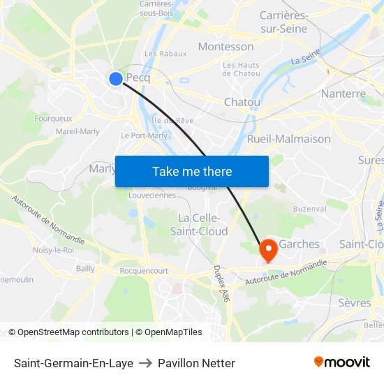 Saint-Germain-En-Laye to Pavillon Netter map