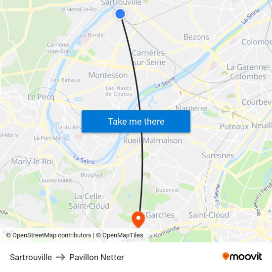 Sartrouville to Pavillon Netter map
