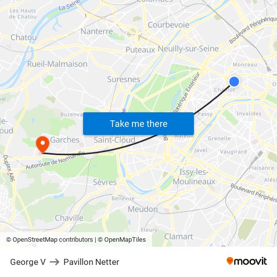George V to Pavillon Netter map