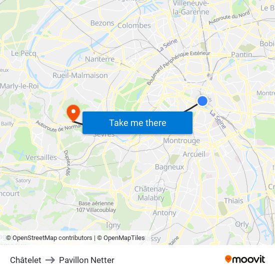 Châtelet to Pavillon Netter map