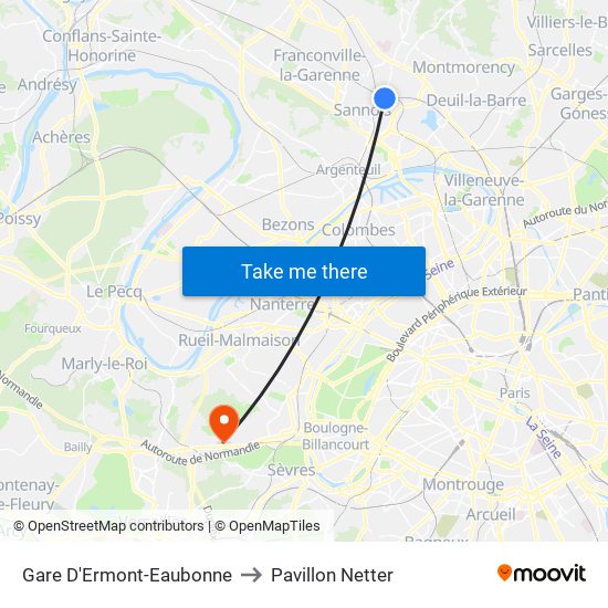 Gare D'Ermont-Eaubonne to Pavillon Netter map