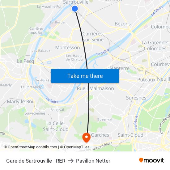 Gare de Sartrouville - RER to Pavillon Netter map