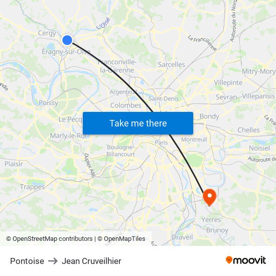 Pontoise to Jean Cruveilhier map