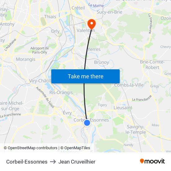 Corbeil-Essonnes to Jean Cruveilhier map