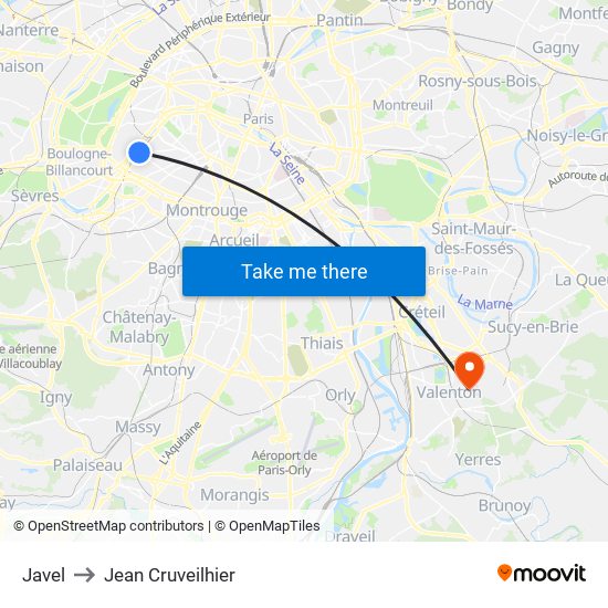 Javel to Jean Cruveilhier map