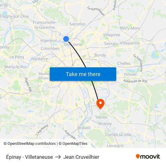 Épinay - Villetaneuse to Jean Cruveilhier map