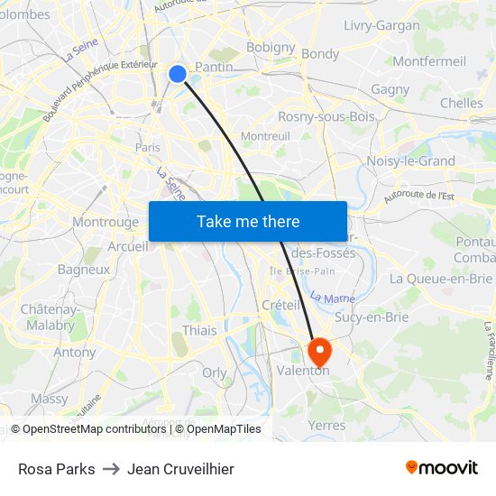 Rosa Parks to Jean Cruveilhier map