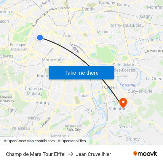 Champ de Mars Tour Eiffel to Jean Cruveilhier map