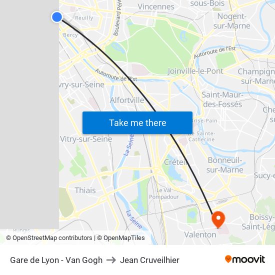 Gare de Lyon - Van Gogh to Jean Cruveilhier map