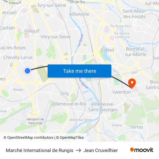 Marché International de Rungis to Jean Cruveilhier map