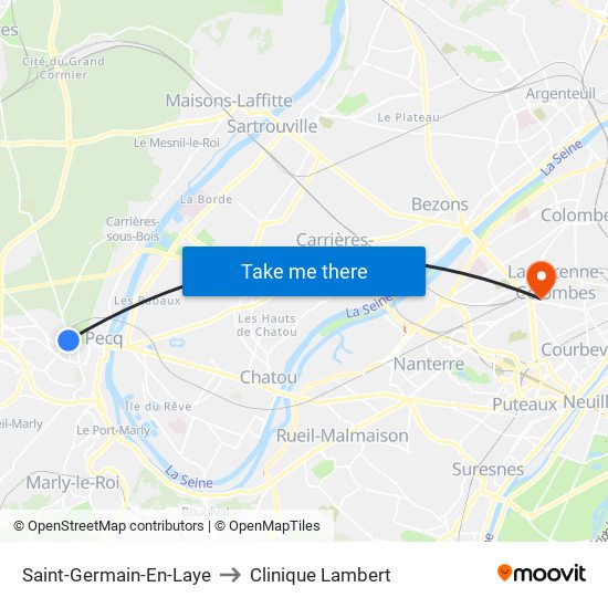 Saint-Germain-En-Laye to Clinique Lambert map