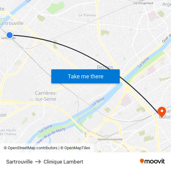 Sartrouville to Clinique Lambert map