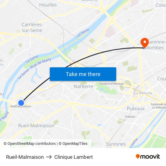 Rueil-Malmaison to Clinique Lambert map
