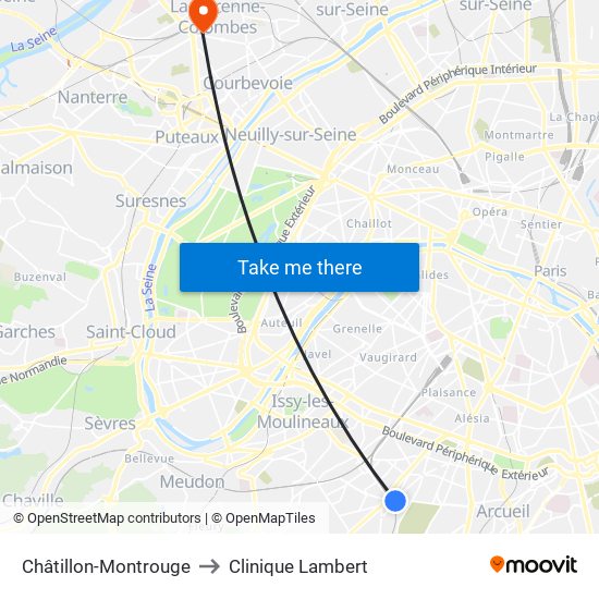 Châtillon-Montrouge to Clinique Lambert map