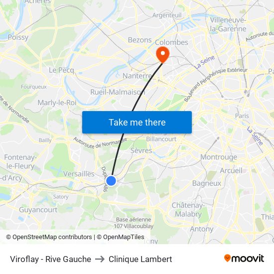 Viroflay - Rive Gauche to Clinique Lambert map