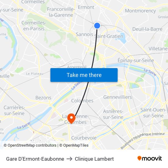 Gare D'Ermont-Eaubonne to Clinique Lambert map