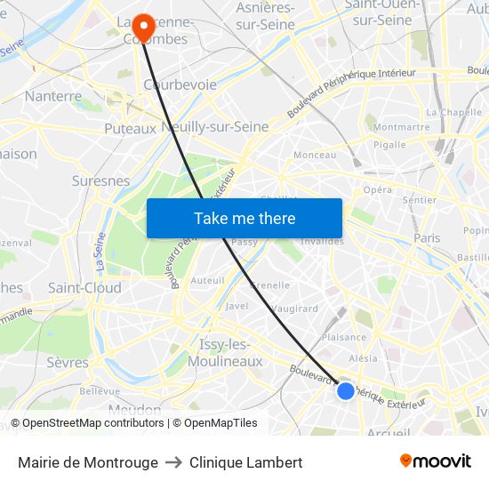 Mairie de Montrouge to Clinique Lambert map