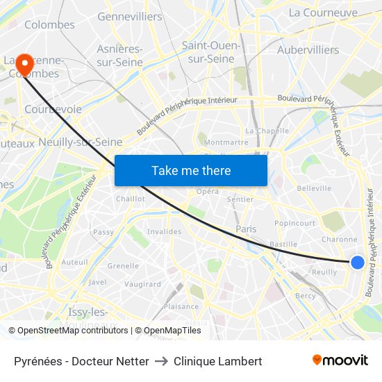 Pyrénées - Docteur Netter to Clinique Lambert map