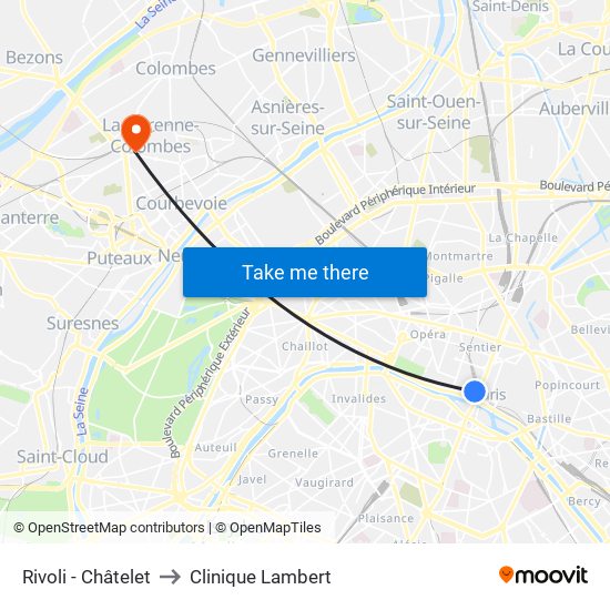 Rivoli - Châtelet to Clinique Lambert map