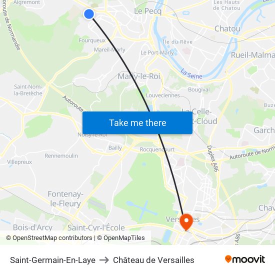 Saint-Germain-En-Laye to Château de Versailles map