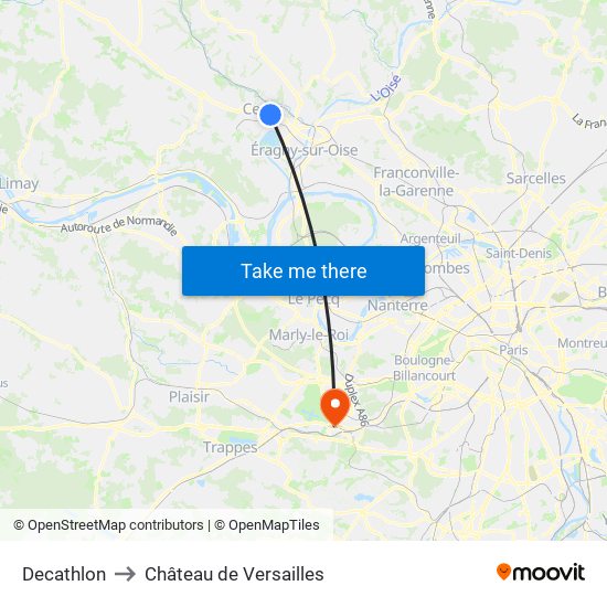 Decathlon to Château de Versailles map