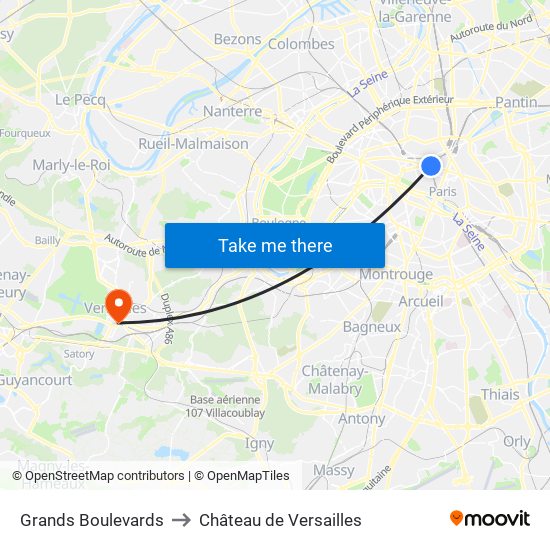 Grands Boulevards to Château de Versailles map