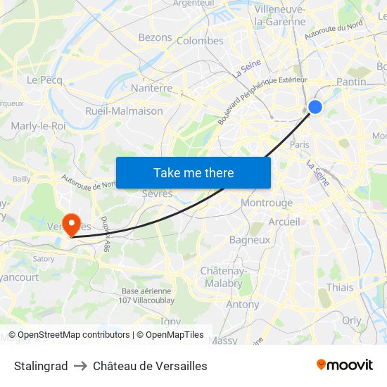 Stalingrad to Château de Versailles map