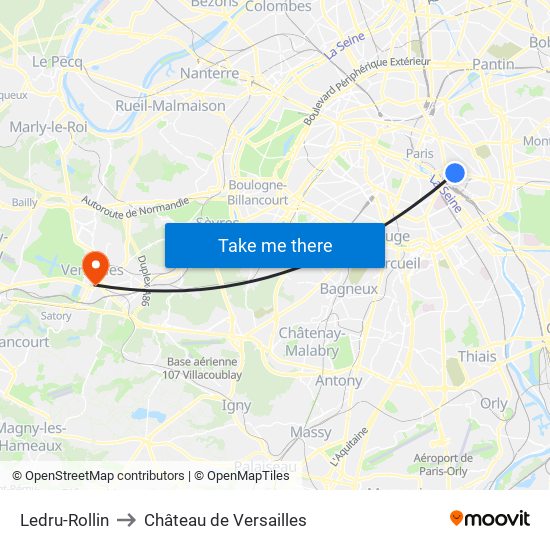 Ledru-Rollin to Château de Versailles map