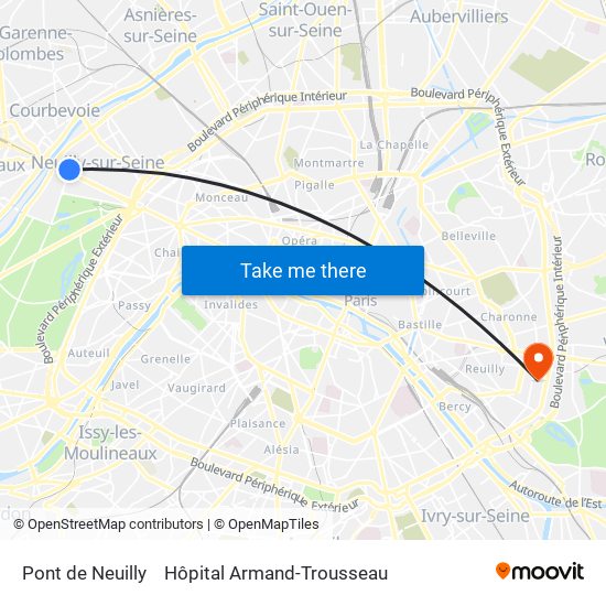 Pont de Neuilly to Hôpital Armand-Trousseau map