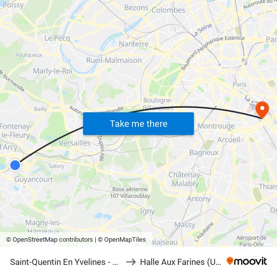Saint-Quentin En Yvelines - Montigny-Le-Bretonneux to Halle Aux Farines (Université de Paris) map