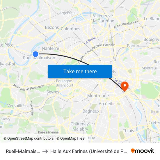 Rueil-Malmaison to Halle Aux Farines (Université de Paris) map