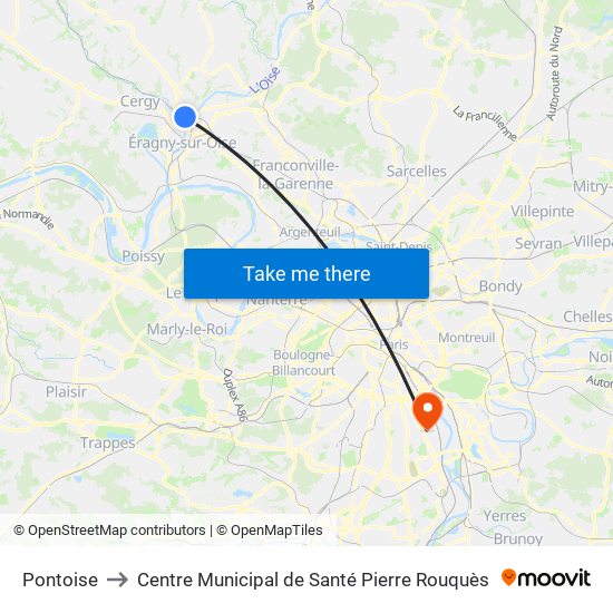 Pontoise to Centre Municipal de Santé Pierre Rouquès map
