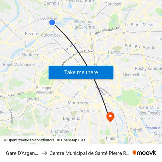 Gare D'Argenteuil to Centre Municipal de Santé Pierre Rouquès map