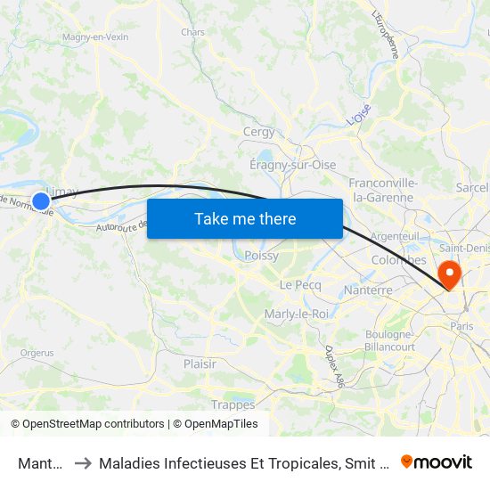 Mantes-La-Jolie to Maladies Infectieuses Et Tropicales, Smit 1 Et 2-Virologie / Parasitologie, Centre de Vaccinations map