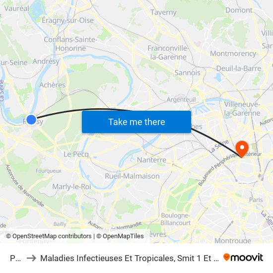 Poissy to Maladies Infectieuses Et Tropicales, Smit 1 Et 2-Virologie / Parasitologie, Centre de Vaccinations map