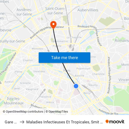 Gare D'Austerlitz to Maladies Infectieuses Et Tropicales, Smit 1 Et 2-Virologie / Parasitologie, Centre de Vaccinations map