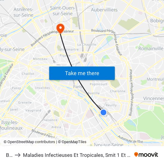 Bercy to Maladies Infectieuses Et Tropicales, Smit 1 Et 2-Virologie / Parasitologie, Centre de Vaccinations map