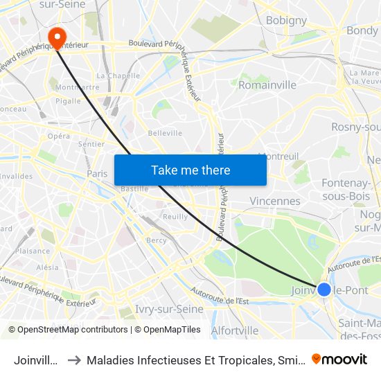 Joinville-Le-Pont RER to Maladies Infectieuses Et Tropicales, Smit 1 Et 2-Virologie / Parasitologie, Centre de Vaccinations map