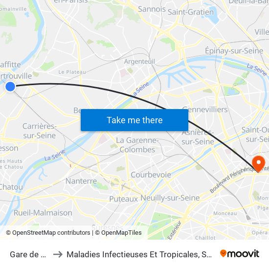 Gare de Sartrouville - RER to Maladies Infectieuses Et Tropicales, Smit 1 Et 2-Virologie / Parasitologie, Centre de Vaccinations map