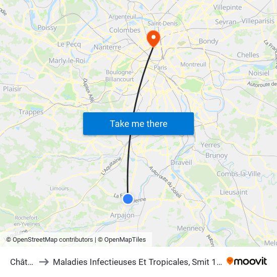 Château D'Eau to Maladies Infectieuses Et Tropicales, Smit 1 Et 2-Virologie / Parasitologie, Centre de Vaccinations map