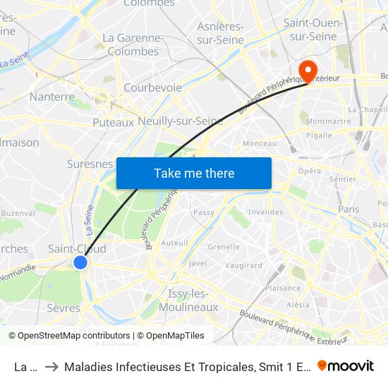 La Colline to Maladies Infectieuses Et Tropicales, Smit 1 Et 2-Virologie / Parasitologie, Centre de Vaccinations map