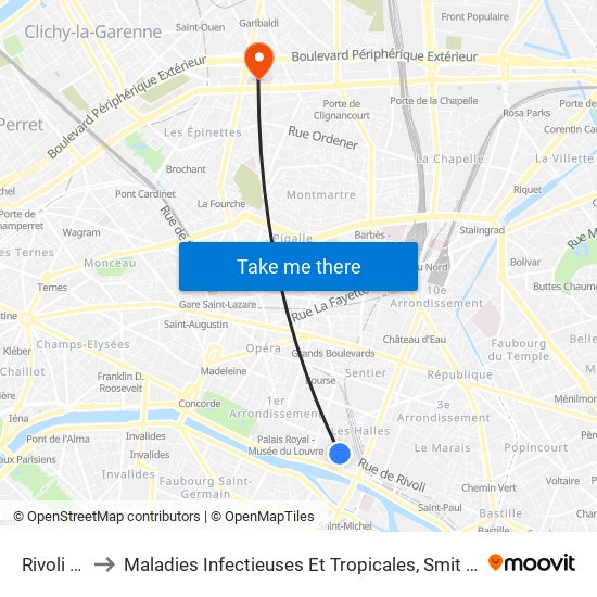 Rivoli - Pont Neuf to Maladies Infectieuses Et Tropicales, Smit 1 Et 2-Virologie / Parasitologie, Centre de Vaccinations map