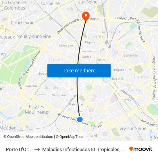 Porte D'Orléans - Ernest Reyer to Maladies Infectieuses Et Tropicales, Smit 1 Et 2-Virologie / Parasitologie, Centre de Vaccinations map