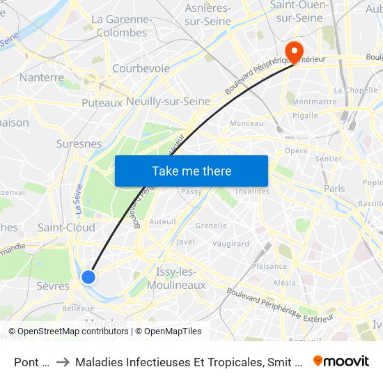 Pont de Sèvres to Maladies Infectieuses Et Tropicales, Smit 1 Et 2-Virologie / Parasitologie, Centre de Vaccinations map