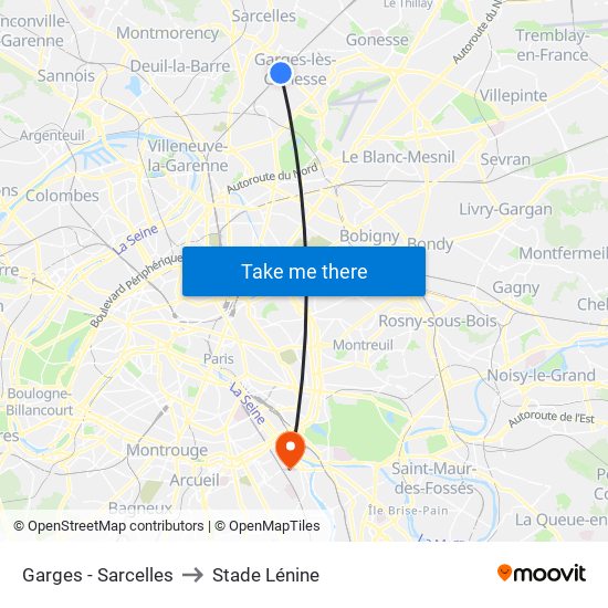 Garges - Sarcelles to Stade Lénine map