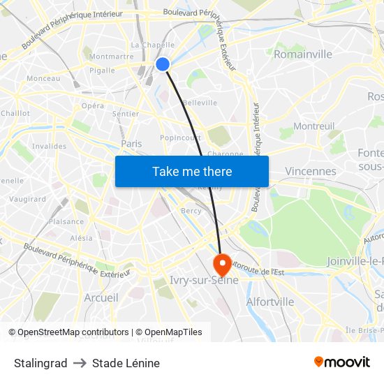 Stalingrad to Stade Lénine map