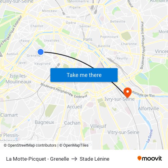 La Motte-Picquet - Grenelle to Stade Lénine map