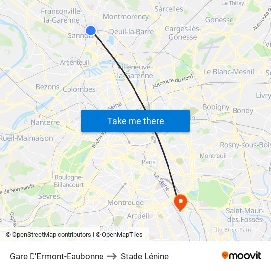 Gare D'Ermont-Eaubonne to Stade Lénine map