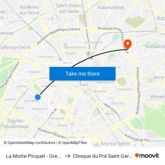 La Motte-Picquet - Grenelle to Clinique du Pré Saint-Gervais map